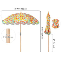 LAGarden Notre parasol de plage portable pour le sable, mât en bois de hêtre, sac de transport