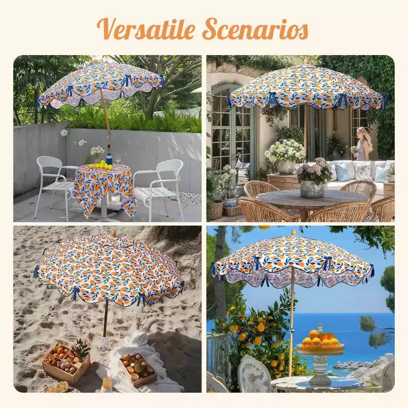 LAGarden Notre parasol de plage portable pour le sable, mât en bois de hêtre, sac de transport
