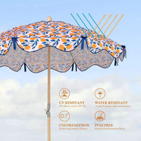 LAGarden Notre parasol de plage portable pour le sable, mât en bois de hêtre, sac de transport