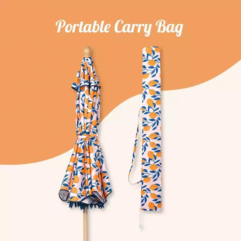 LAGarden Notre parasol de plage portable pour le sable, mât en bois de hêtre, sac de transport