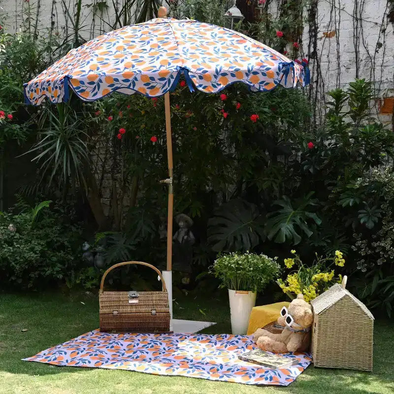 LAGarden Notre parasol de plage portable pour le sable, mât en bois de hêtre, sac de transport