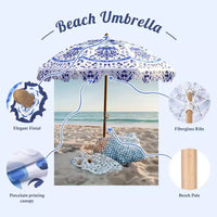 LAGarden Notre parasol de plage portable pour le sable, mât en bois de hêtre, sac de transport