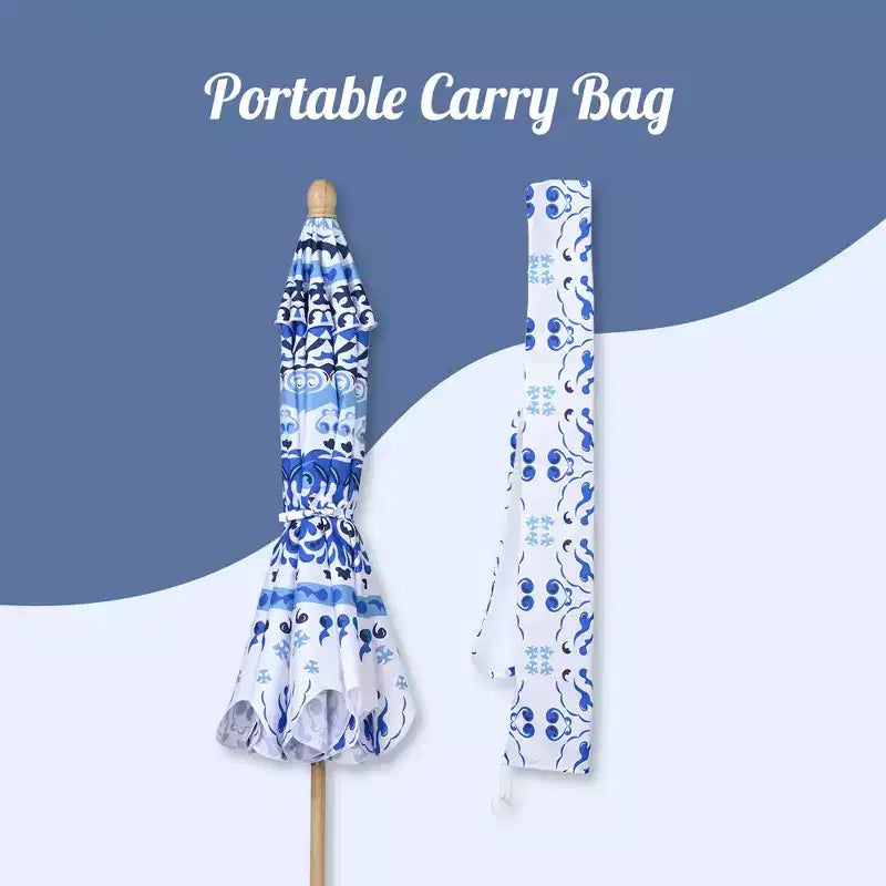 LAGarden Notre parasol de plage portable pour le sable, mât en bois de hêtre, sac de transport