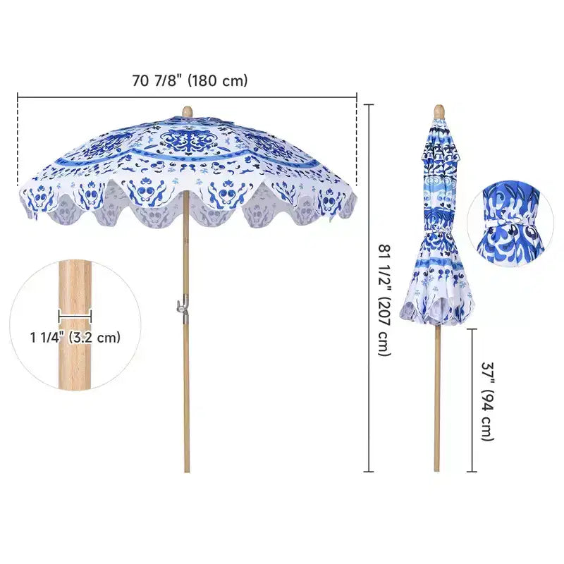 LAGarden Notre parasol de plage portable pour le sable, mât en bois de hêtre, sac de transport
