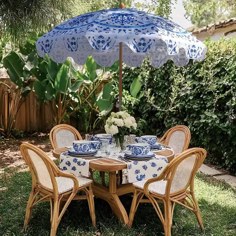 LAGarden Notre parasol de plage portable pour le sable, mât en bois de hêtre, sac de transport