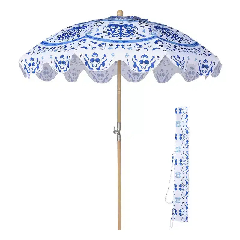 LAGarden Notre parasol de plage portable pour le sable, mât en bois de hêtre, sac de transport