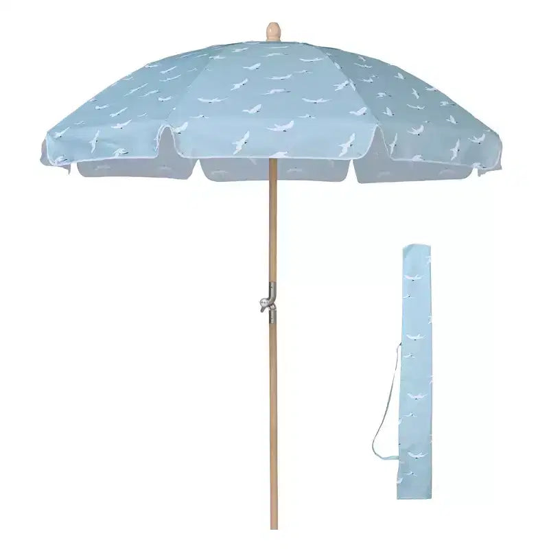LAGarden Notre parasol de plage portable pour le sable, mât en bois de hêtre, sac de transport