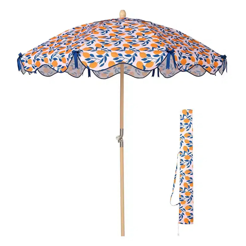 LAGarden Our Beach Portable Umbrella for Sand Beech Wood Pole Carry Bag