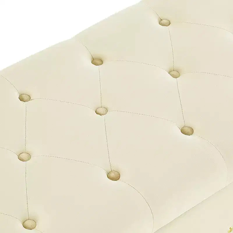 GDFStudio Peter pouf ottoman rembourré capitonné en velours 48 avec clous et pieds en bois