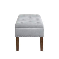 GDFStudio Peter pouf ottoman rembourré capitonné en velours 48 avec clous et pieds en bois
