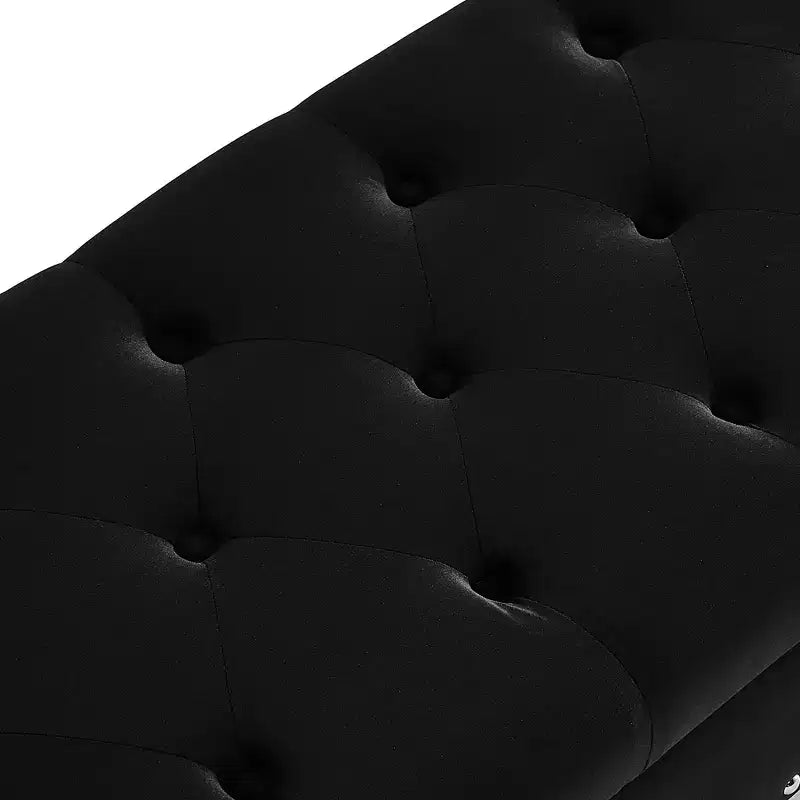 GDFStudio Peter pouf ottoman rembourré capitonné en velours 48 avec clous et pieds en bois