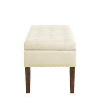 GDFStudio Peter pouf ottoman rembourré capitonné en velours 48 avec clous et pieds en bois