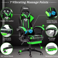 Fauteuil de Gamer Ergonomique de Bureau Hoffree Comfort Massage avec Repose-pieds et Lumière RGB