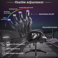Fauteuil de Gamer Ergonomique de Bureau Hoffree Comfort Massage avec Repose-pieds et Lumière RGB