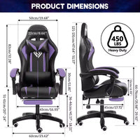 Fauteuil de Gamer Ergonomique de Bureau Hoffree Comfort Massage avec Repose-pieds et Lumière RGB