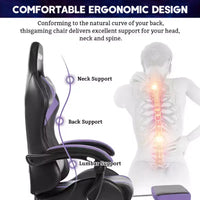 Fauteuil de Gamer Ergonomique de Bureau Hoffree Comfort Massage avec Repose-pieds et Lumière RGB