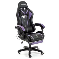 Fauteuil de Gamer Ergonomique de Bureau Hoffree Comfort Massage avec Repose-pieds et Lumière RGB