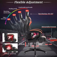 Fauteuil de Gamer Ergonomique de Bureau Hoffree Comfort Massage avec Repose-pieds et Lumière RGB