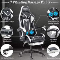 Fauteuil de Gamer Ergonomique de Bureau Hoffree Comfort Massage avec Repose-pieds et Lumière RGB