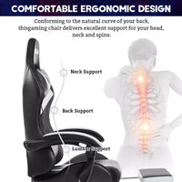 Fauteuil de Gamer Ergonomique de Bureau Hoffree Comfort Massage avec Repose-pieds et Lumière RGB