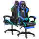 Hoffree Comfort Massage Racing Gaming Chair Ergonomic Office PC Chair with Footrest & RGB Light