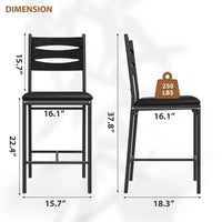 Tabourets de bar lot de 2/4, chaise de bar en similicuir avec dossier, coussin épais, tabourets de bar rembourrés hauteur comptoir avec repose-pieds pour îlot de cuisine