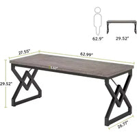Bureau exécutif Lantine 62.99 pouces, grand bureau d'ordinateur de bureau avec plateau en bois extra épais et structure métallique