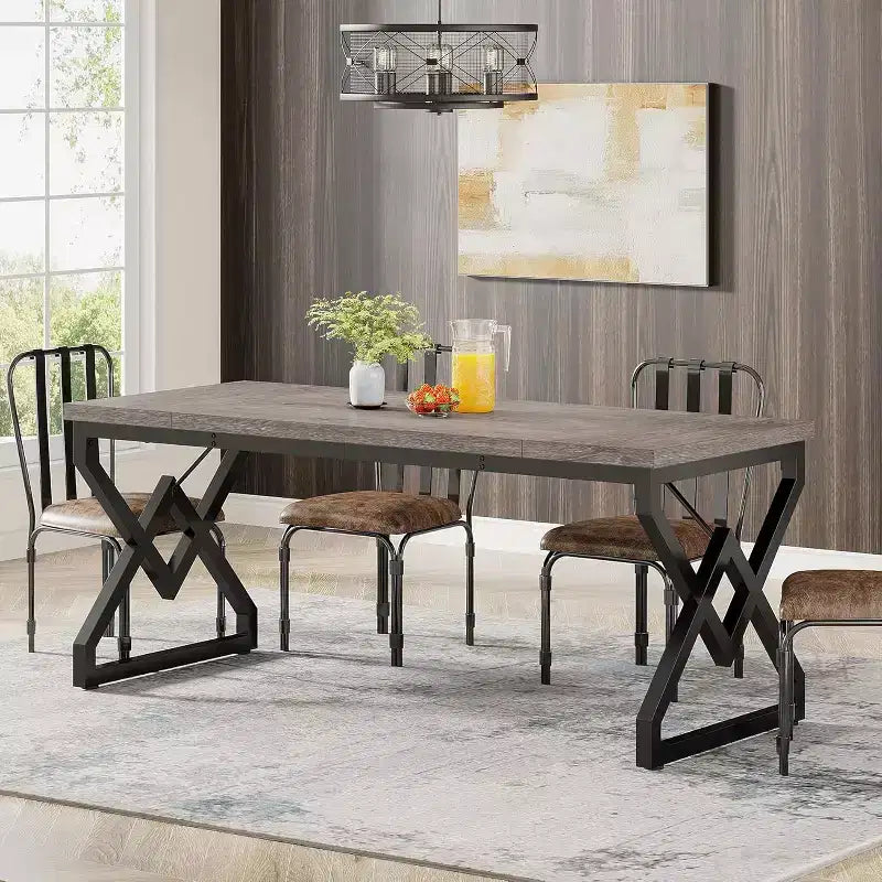 Bureau exécutif Lantine 62.99 pouces, grand bureau d'ordinateur de bureau avec plateau en bois extra épais et structure métallique