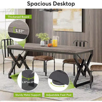 Bureau exécutif Lantine 62.99 pouces, grand bureau d'ordinateur de bureau avec plateau en bois extra épais et structure métallique