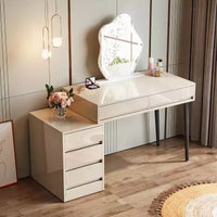 Lantine bureau blanc avec 5 tiroirs, bureau à domicile moderne avec tiroirs de rangement et support d'imprimante