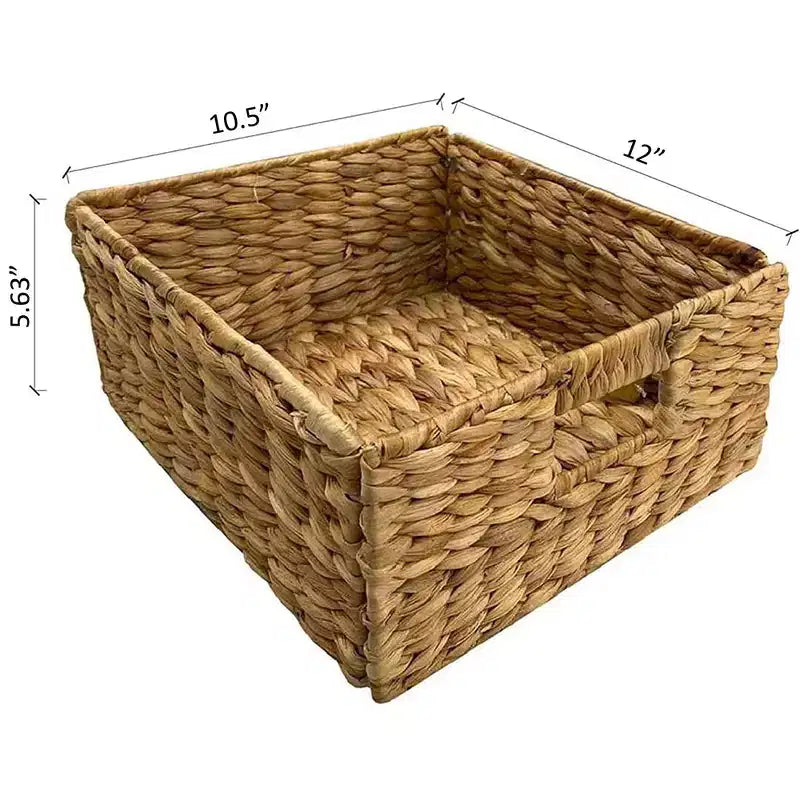 Table d'appoint eHemco 3 niveaux en X, meuble de rangement avec 3 paniers naturels en jacinthe d'eau tressée