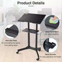 Yescom Pupitre roulant portable Bureau pour ordinateur portable mobile Lecture de présentation Bureau