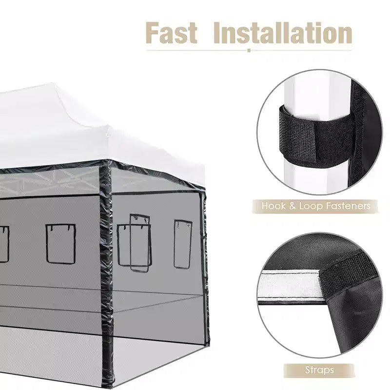 4 parois latérales en maille Instahibit pour tente pop-up de 15x10 pieds avec fenêtres, idéal pour stands de nourriture et foires