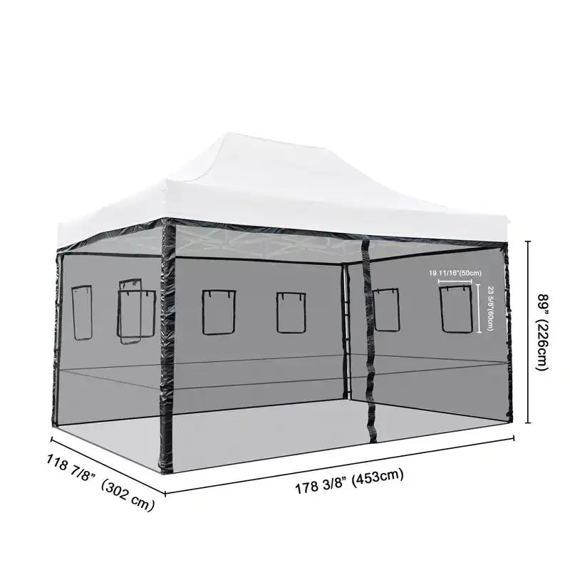 4 parois latérales en maille Instahibit pour tente pop-up de 15x10 pieds avec fenêtres, idéal pour stands de nourriture et foires