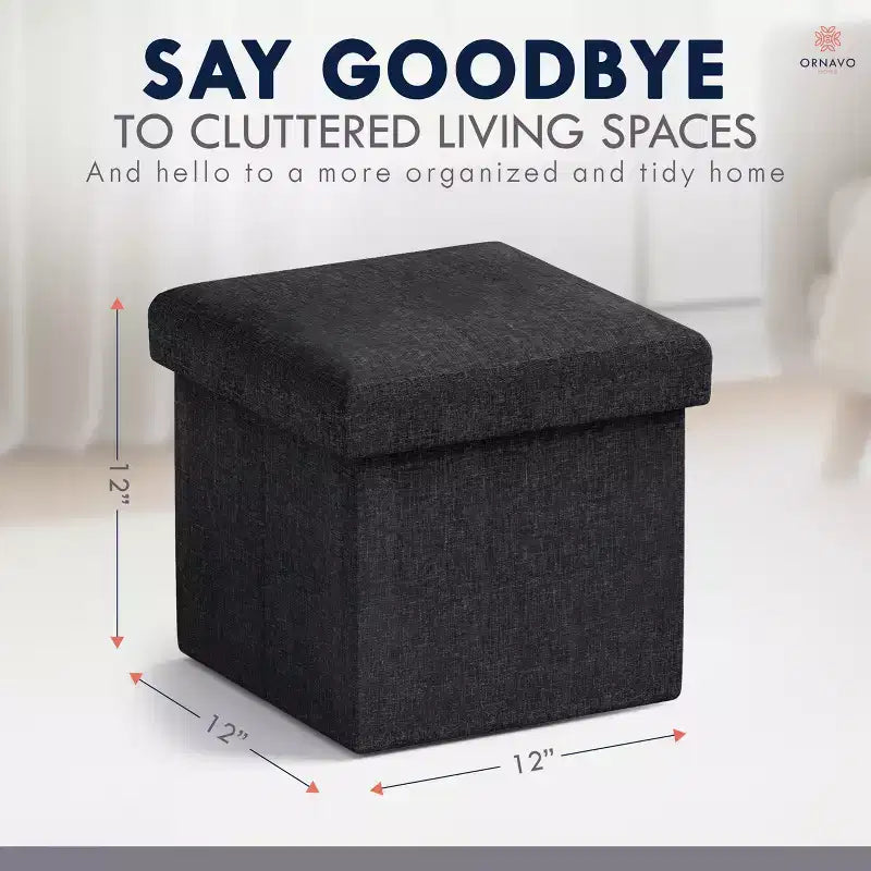 Ottoman de rangement carré pliable Ornavo Home - 12 po