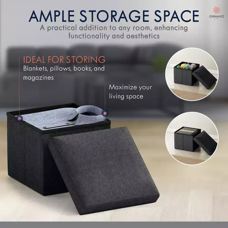 Ottoman de rangement carré pliable Ornavo Home - 12 po