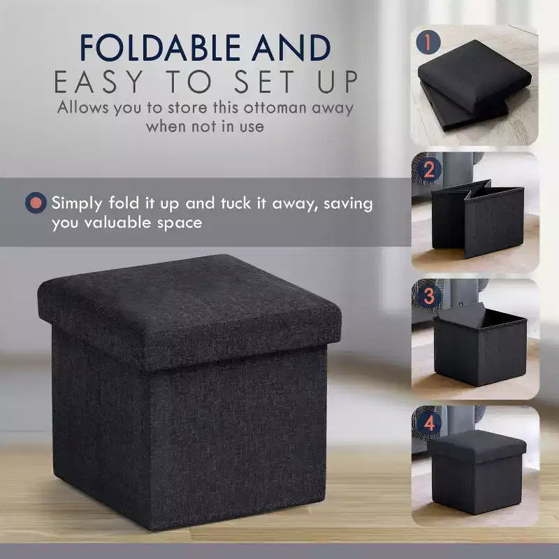Ottoman de rangement carré pliable Ornavo Home - 12 po