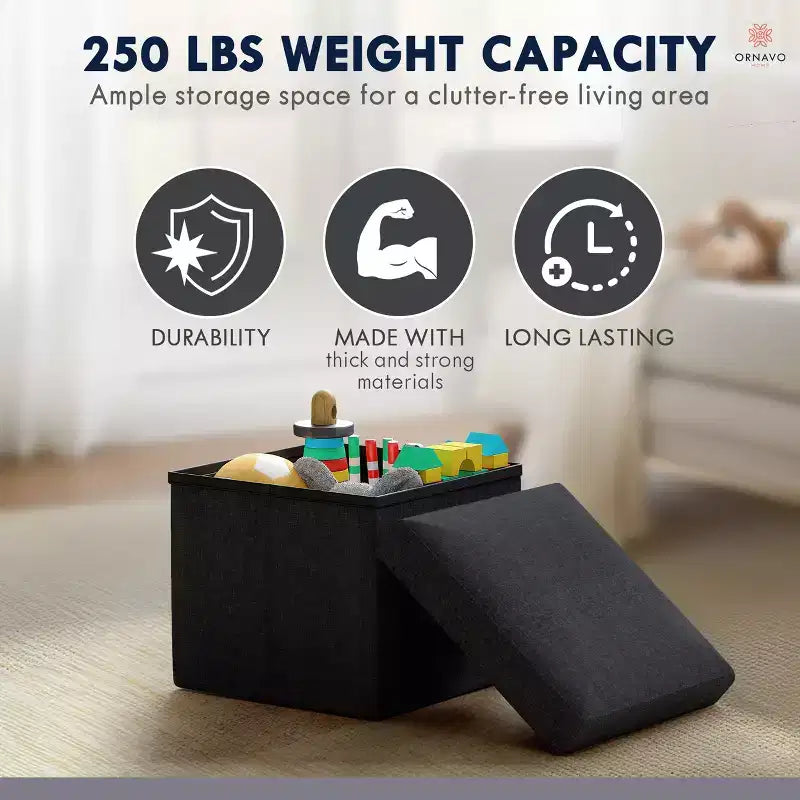 Ottoman de rangement carré pliable Ornavo Home - 12 po