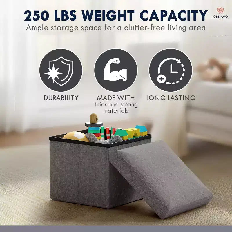 Ottoman de rangement carré pliable Ornavo Home - 12 po