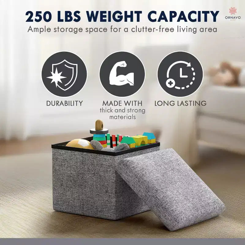 Ottoman de rangement carré pliable Ornavo Home - 12 po