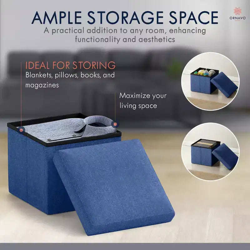 Ottoman de rangement carré pliable Ornavo Home - 12 po