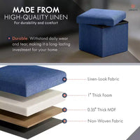 Ottoman de rangement carré pliable Ornavo Home - 12 po