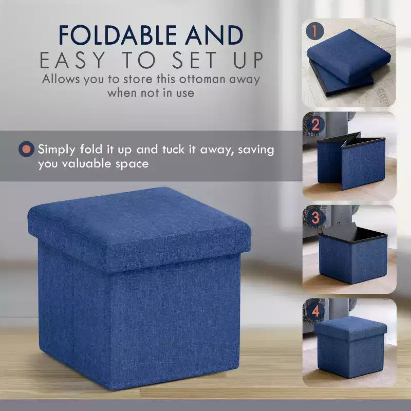 Ottoman de rangement carré pliable Ornavo Home - 12 po