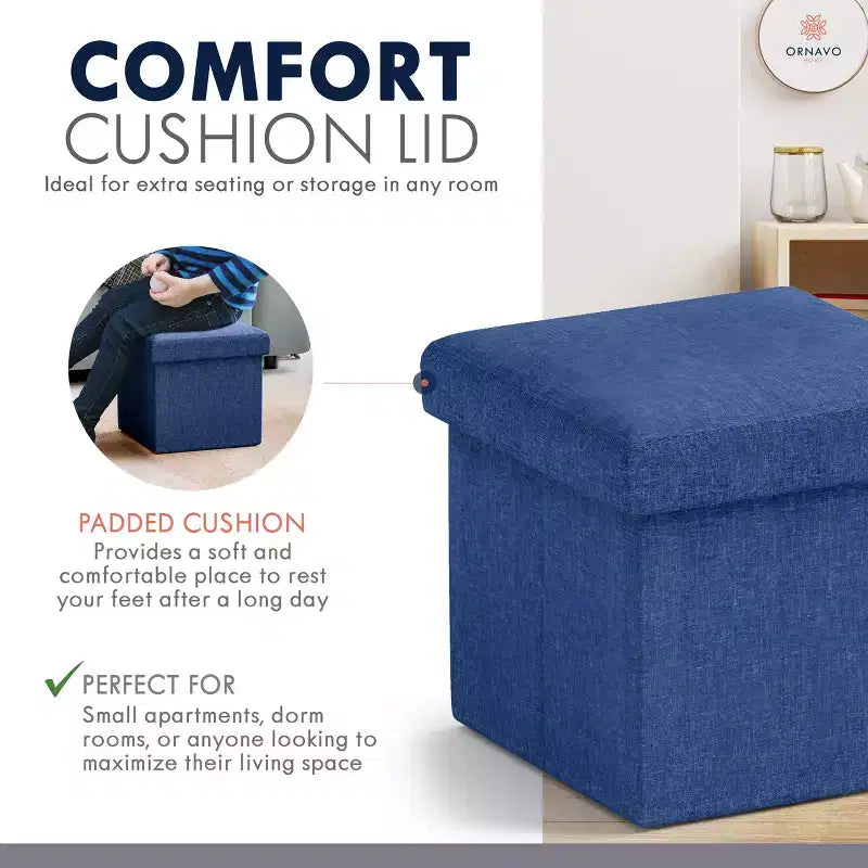 Ottoman de rangement carré pliable Ornavo Home - 12 po
