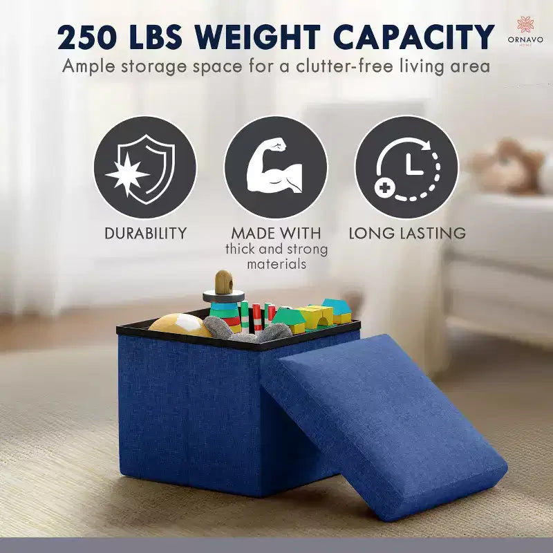 Ottoman de rangement carré pliable Ornavo Home - 12 po