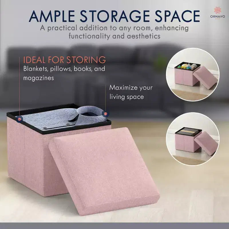 Ottoman de rangement carré pliable Ornavo Home - 12 po