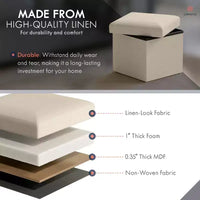 Ottoman de rangement carré pliable Ornavo Home - 12 po