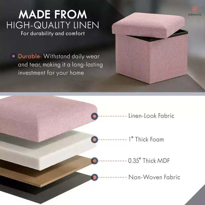 Ottoman de rangement carré pliable Ornavo Home - 12 po