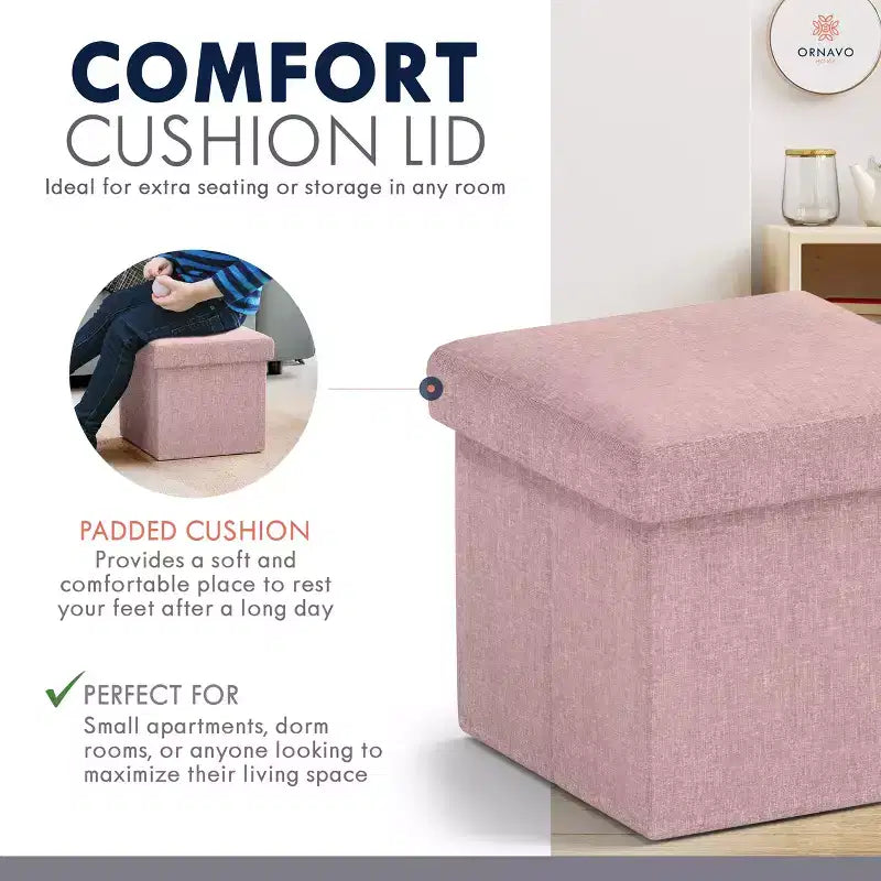 Ottoman de rangement carré pliable Ornavo Home - 12 po
