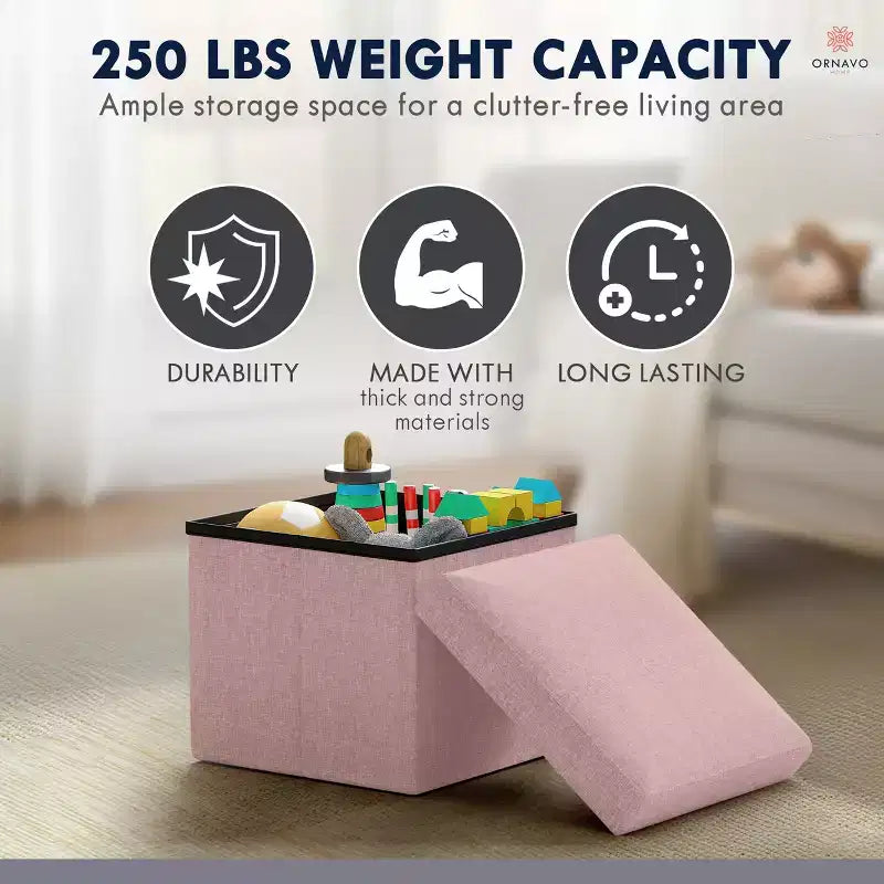 Ottoman de rangement carré pliable Ornavo Home - 12 po